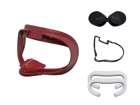 Facial Interface & Foam Replacement Set with Facial Interface Spacer for Meta/Oculus Quest 2 (Dark Red & Light Grey)