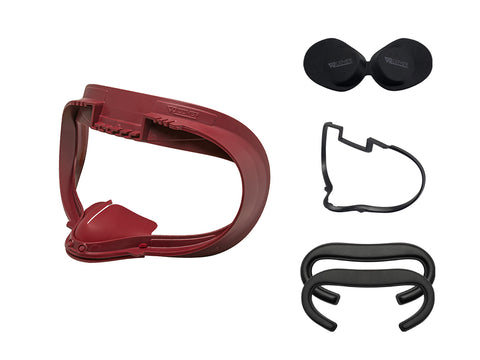 Facial Interface & Foam Replacement Set with Facial Interface Spacer for Meta/Oculus Quest 2 (Dark Red & Black)